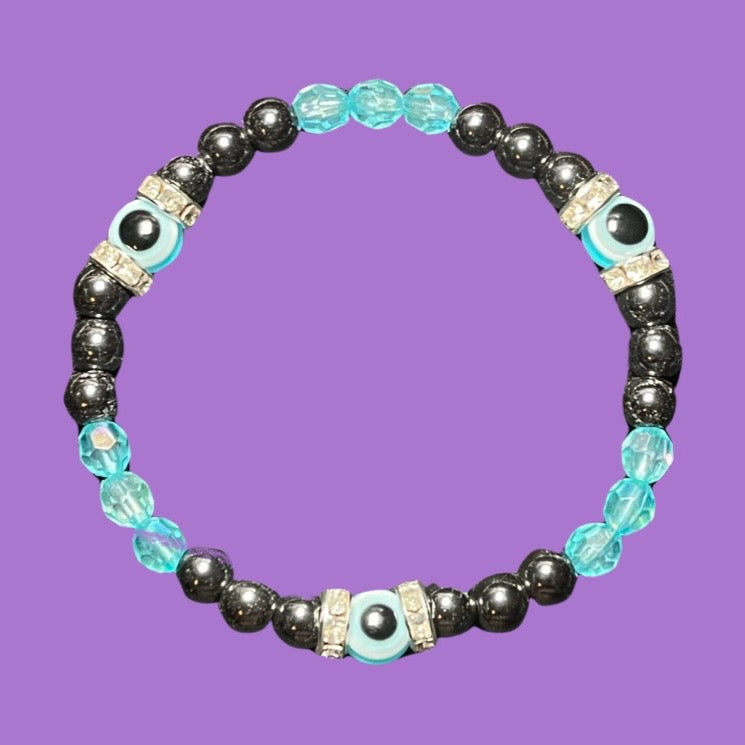 Hematite + Evil Eye Bracelet