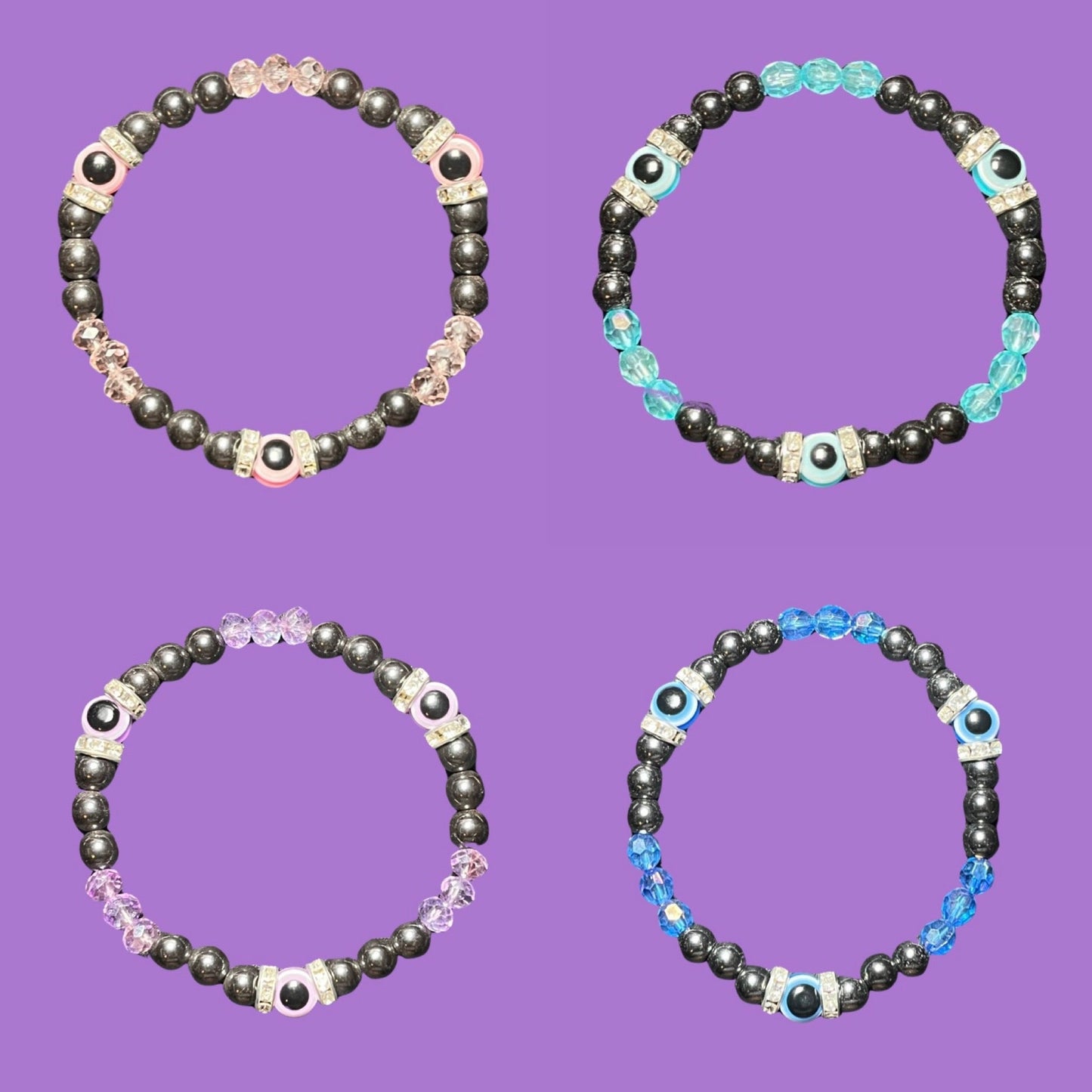 Hematite + Evil Eye Bracelet