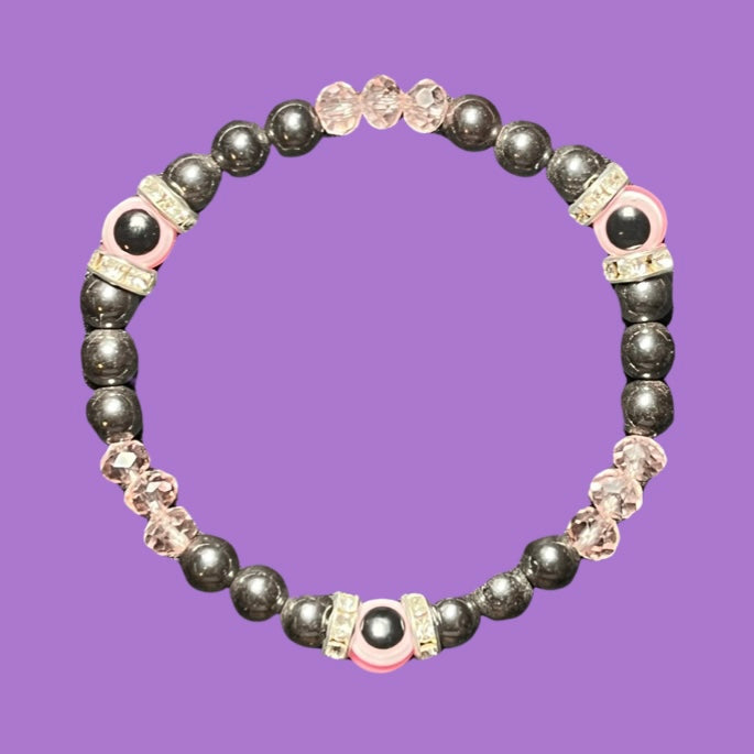 Hematite + Evil Eye Bracelet