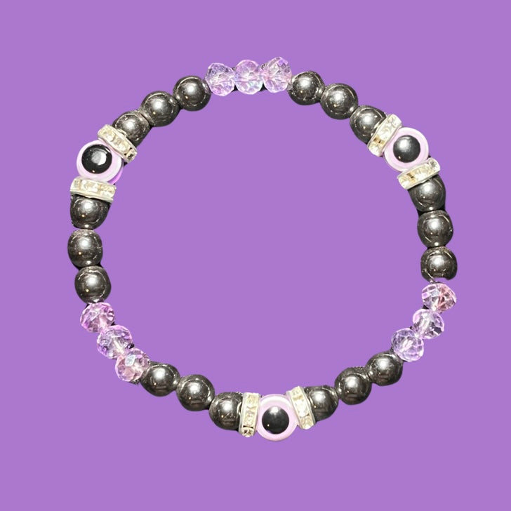 Hematite + Evil Eye Bracelet