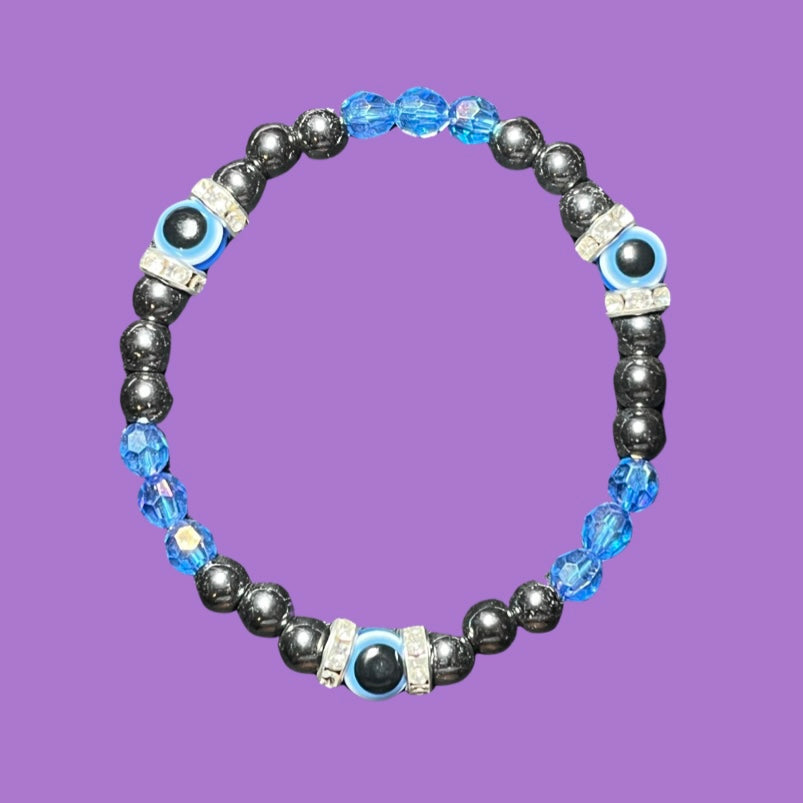 Hematite + Evil Eye Bracelet